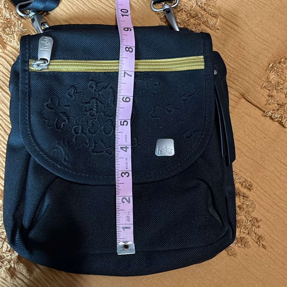 Haiku Black and Yellow Crossbody Bag with Floral Pattern - Picture 9 of 10